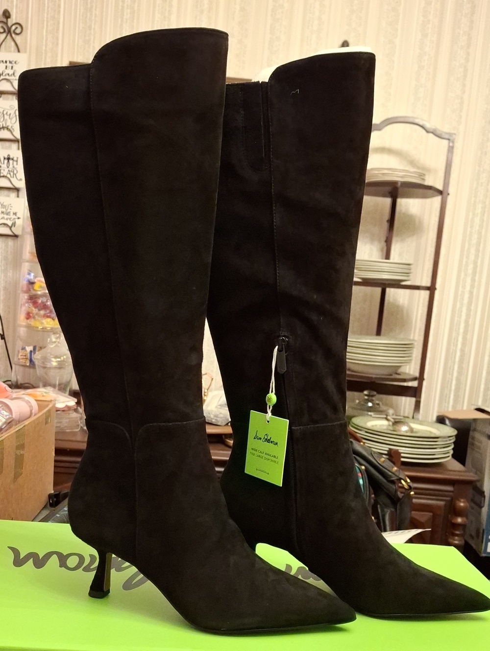 Sam Edelman Black Suede Taylin Knee-High Pointed Toe Boots NWT